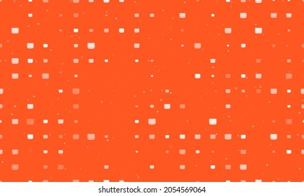 Seamless background pattern of evenly spaced white ladies handbag symbols of different sizes and opacity. Vector illustration on deep orange background with stars