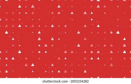 Seamless background pattern of evenly spaced white cone symbols of different sizes and opacity. Vector illustration on red background with stars