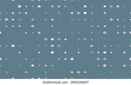 Seamless background pattern of evenly spaced white tourist tents of different sizes and opacity. Vector illustration on blue gray background with stars