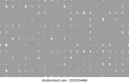 Seamless background pattern of evenly spaced white ethereum symbols of different sizes and opacity. Vector illustration on gray background with stars