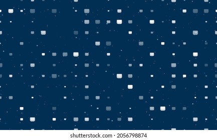 Seamless background pattern of evenly spaced white ladies handbag symbols of different sizes and opacity. Vector illustration on dark blue background with stars