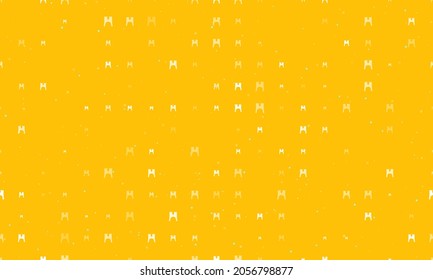 Patrón de fondo sin foco de símbolos de chaqueta de mujeres blancas espaciadas uniformemente, de diferentes tamaños y opacidad. Ilustración del vector sobre fondo ámbar con estrellas