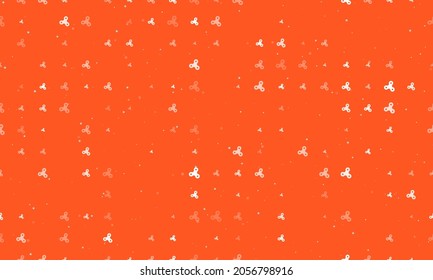 Patrón de fondo sin brillo de símbolos de spinner blanco de diferente tamaño y opacidad. Ilustración vectorial sobre fondo naranja profundo con estrellas