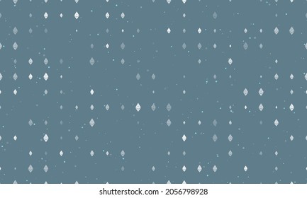 Seamless background pattern of evenly spaced white ethereum symbols of different sizes and opacity. Vector illustration on blue gray background with stars
