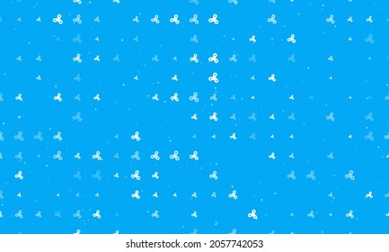 Seamless background pattern of evenly spaced white spinner symbols of different sizes and opacity. Vector illustration on light blue background with stars