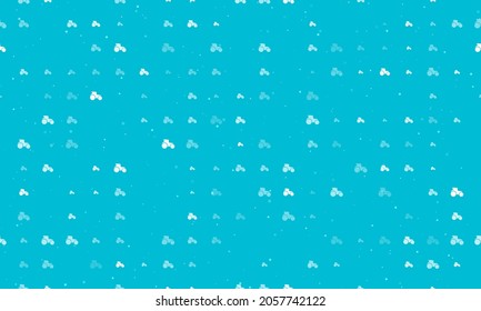 Seamless background pattern of evenly spaced white tractor symbols of different sizes and opacity. Vector illustration on cyan background with stars