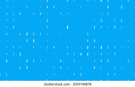 Seamless background pattern of evenly spaced white beer bottle symbols of different sizes and opacity. Vector illustration on light blue background with stars
