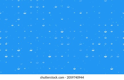 Seamless background pattern of evenly spaced white rowan berrys of different sizes and opacity. Vector illustration on blue background with stars