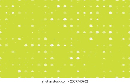 Seamless background pattern of evenly spaced white tourist tents of different sizes and opacity. Vector illustration on lime background with stars