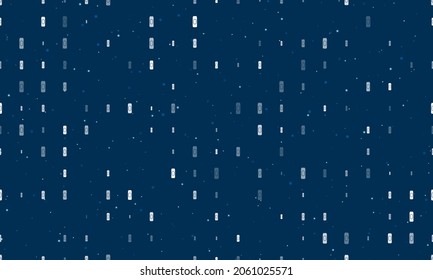 Seamless background pattern of evenly spaced white beer can symbols of different sizes and opacity. Vector illustration on dark blue background with stars