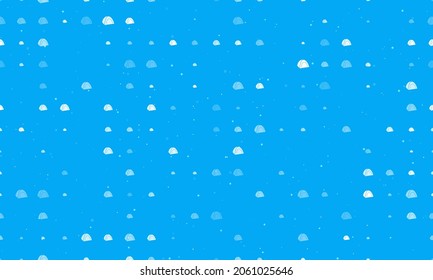 Seamless background pattern of evenly spaced white tourist tents of different sizes and opacity. Vector illustration on light blue background with stars