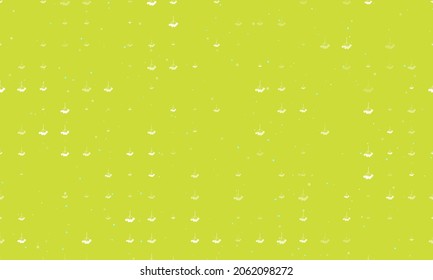 Seamless background pattern of evenly spaced white rowan berrys of different sizes and opacity. Vector illustration on lime background with stars