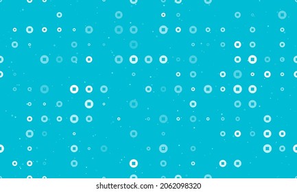 Seamless background pattern of evenly spaced white stop media symbols of different sizes and opacity. Vector illustration on cyan background with stars