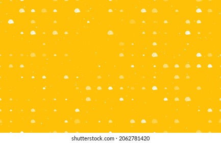 Seamless background pattern of evenly spaced white tourist tents of different sizes and opacity. Vector illustration on amber background with stars