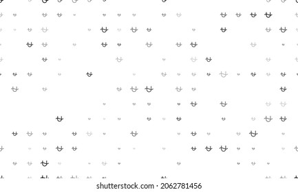 Seamless background pattern of evenly spaced black zodiac ophiuchus symbols of different sizes and opacity. Vector illustration on white background
