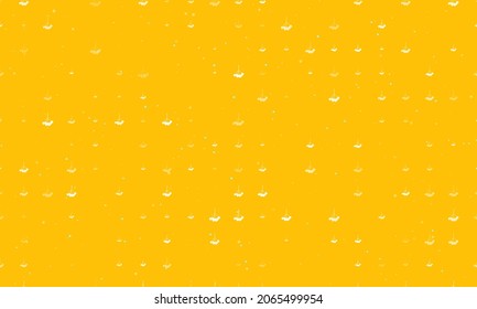 Seamless background pattern of evenly spaced white rowan berrys of different sizes and opacity. Vector illustration on amber background with stars