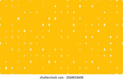 Seamless background pattern of evenly spaced white ethereum symbols of different sizes and opacity. Vector illustration on amber background with stars