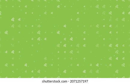 Patrón de fondo sin foco de símbolos de zodiaco blanco de diferente tamaño y opacidad. Ilustración del vector sobre fondo verde claro con estrellas