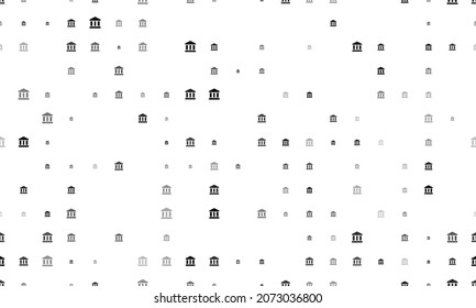 Seamless Background Pattern Of Evenly Spaced Black Bank Symbols Of Different Sizes And Opacity. Vector Illustration On White Background