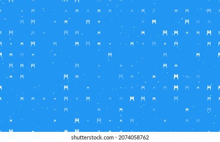 Seamless background pattern of evenly spaced white women's jacket symbols of different sizes and opacity. Vector illustration on blue background with stars