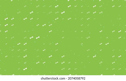 Seamless background pattern of evenly spaced white dog bone symbols of different sizes and opacity. Vector illustration on light green background with stars