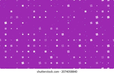Seamless background pattern of evenly spaced white puzzle symbols of different sizes and opacity. Vector illustration on purple background with stars