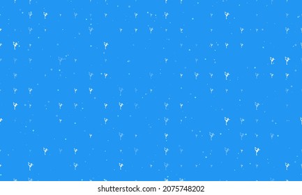 Seamless background pattern of evenly spaced white figure skating symbols of different sizes and opacity. Vector illustration on blue background with stars