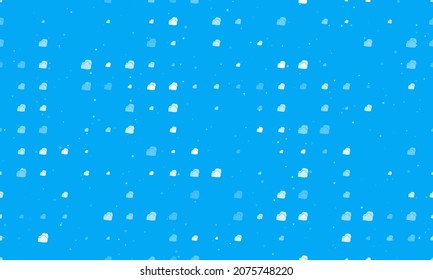 Seamless background pattern of evenly spaced white boxing gloves symbols of different sizes and opacity. Vector illustration on light blue background with stars