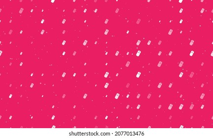 Seamless background pattern of evenly spaced white computer mouse symbols of different sizes and opacity. Vector illustration on pink background with stars