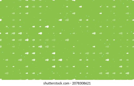 Seamless background pattern of evenly spaced white sports whistle symbols of different sizes and opacity. Vector illustration on light green background with stars