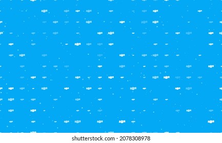 Seamless background pattern of evenly spaced white handshake symbols of different sizes and opacity. Vector illustration on light blue background with stars