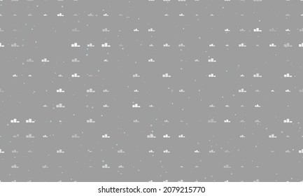 Seamless background pattern of evenly spaced white winners podium symbols of different sizes and opacity. Vector illustration on grey background with stars