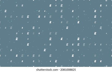 Seamless background pattern of evenly spaced white industrial pollution symbols of different sizes and opacity. Vector illustration on blue grey background with stars