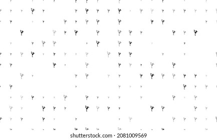 Seamless background pattern of evenly spaced black figure skating symbols of different sizes and opacity. Vector illustration on white background