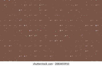 Seamless background pattern of evenly spaced white social distance symbols of different sizes and opacity. Vector illustration on brown background with stars