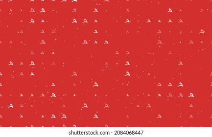 Seamless background pattern of evenly spaced white Christmas deers of different sizes and opacity. Vector illustration on red background with stars