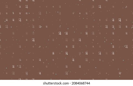 Seamless background pattern of evenly spaced white jupiter astrological symbols of different sizes and opacity. Vector illustration on brown background with stars