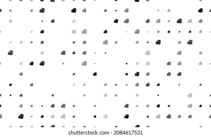 Seamless background pattern of evenly spaced black boxing gloves symbols of different sizes and opacity. Vector illustration on white background