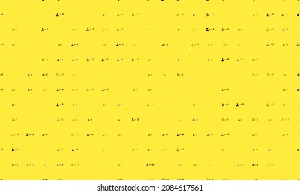 Seamless background pattern of evenly spaced black social distance symbols of different sizes and opacity. Vector illustration on yellow background with stars