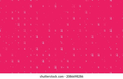 Seamless background pattern of evenly spaced white jupiter astrological symbols of different sizes and opacity. Vector illustration on pink background with stars