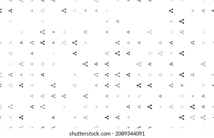 Seamless background pattern of evenly spaced black share symbols of different sizes and opacity. Vector illustration on white background