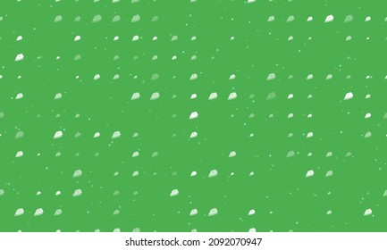 Seamless background pattern of evenly spaced white iron symbols of different sizes and opacity. Vector illustration on green background with stars
