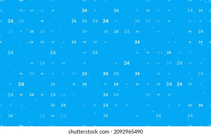 Seamless background pattern of evenly spaced white around the clock symbols of different sizes and opacity. Vector illustration on light blue background with stars
