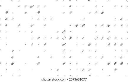 Seamless background pattern of evenly spaced black astrological opposition symbols of different sizes and opacity. Vector illustration on white background