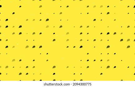 Seamless background pattern of evenly spaced black iron symbols of different sizes and opacity. Vector illustration on yellow background with stars