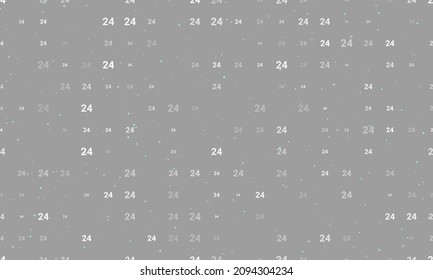 Patrón de fondo sin brillo de blanco uniformemente espaciado alrededor de los símbolos del reloj de diferentes tamaños y opacidad. Ilustración vectorial sobre fondo gris con estrellas