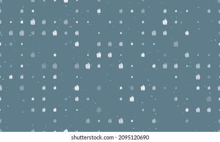 Seamless background pattern of evenly spaced white juicer symbols of different sizes and opacity. Vector illustration on blue gray background with stars