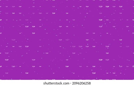 Seamless background pattern of evenly spaced white top symbols of different sizes and opacity. Vector illustration on purple background with stars