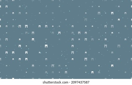 Seamless background pattern of evenly spaced white arch symbols of different sizes and opacity. Vector illustration on blue gray background with stars