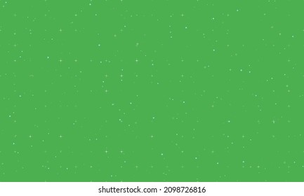 Seamless background pattern of evenly spaced white abstract star symbols of different sizes and opacity. Vector illustration on green background with stars